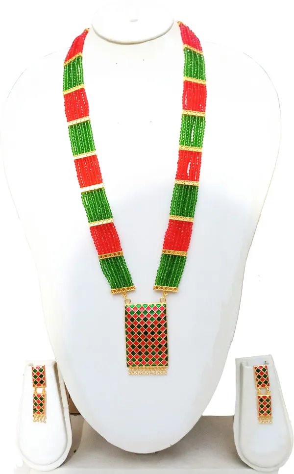 Assamese_Traditional_Red_And_Green_Biscuit_Jewellery_Set_For_Women